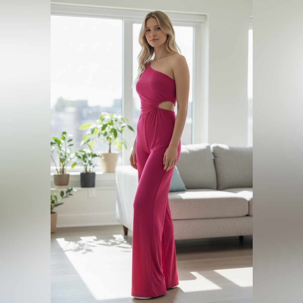 Chic Fuchsia One-Shoulder Jumpsuit